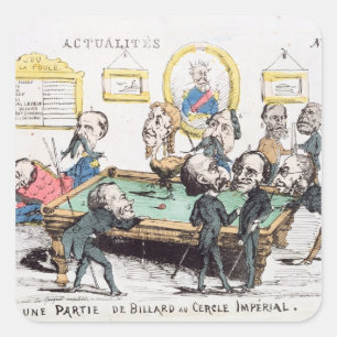 Une partie de Billard au Cercle Imperial' Quadratischer Aufkleber