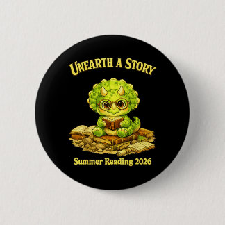 Unearth a Story Triceratops Dinosaur Reading Books Button