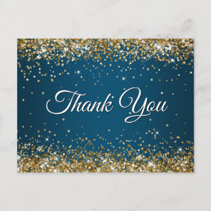 Unechtes funkelndes goldenes Glitter Ozeanblau Dan Postkarte