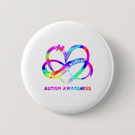 Unendlich Herzinfarkt Liebe Autismus Bewusstsein b Button (Vorderseite)