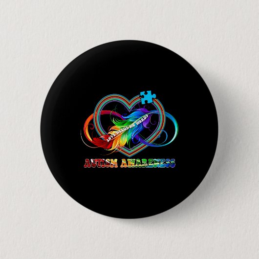 Unendlich Herzinfarkt Liebe Autismus Bewusstsein b Button (Vorderseite)