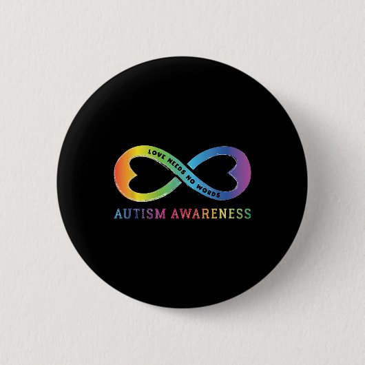 Unendlich Herzinfarkt Liebe Autismus Bewusstsein b Button (Vorderseite)