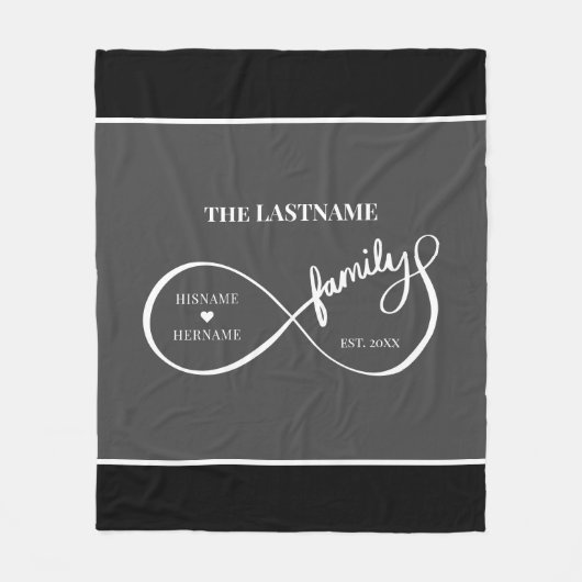 Unendlich Personalisiert Familienname und Est. Dat Fleecedecke (Vorderseite)