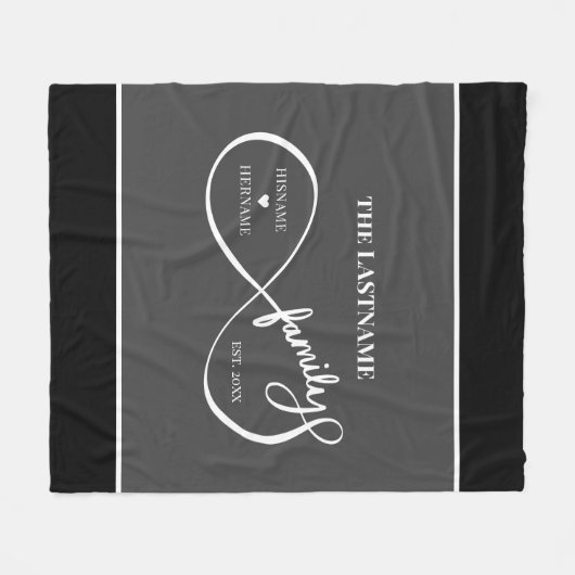 Unendlich Personalisiert Familienname und Est. Dat Fleecedecke (Vorderseite (Horizontal))