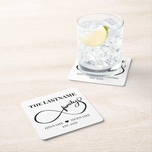 Unendlich Personalisiert Familienname und Est. Dat Rechteckiger Pappuntersetzer (Vor Ort)