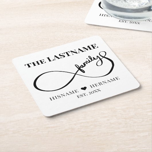 Unendlich Personalisiert Familienname und Est. Dat Rechteckiger Pappuntersetzer (angewinkelt)