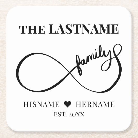 Unendlich Personalisiert Familienname und Est. Dat Rechteckiger Pappuntersetzer (Vorderseite)