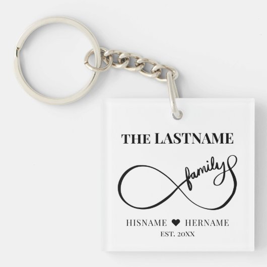 Unendlich Personalisiert Familienname und Est. Dat Schlüsselanhänger (Vorderseite)