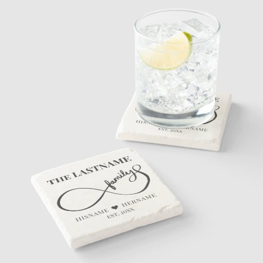 Unendlich Personalisiert Familienname und Est. Dat Steinuntersetzer (Seitenansicht)