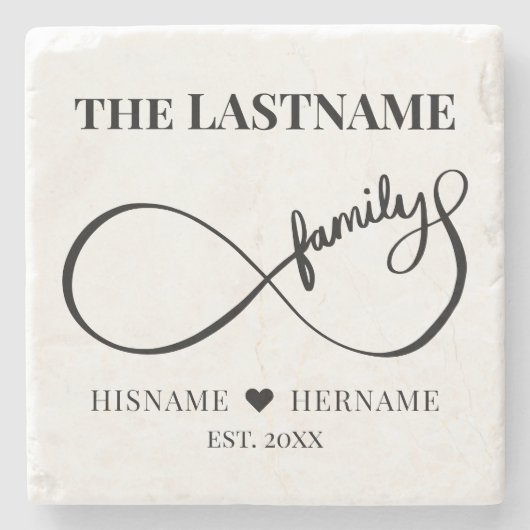 Unendlich Personalisiert Familienname und Est. Dat Steinuntersetzer (Vorderseite)