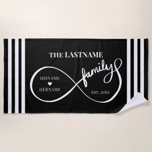Unendlich Personalisiert Familienname und Est. Dat Strandtuch (Vorderseite)