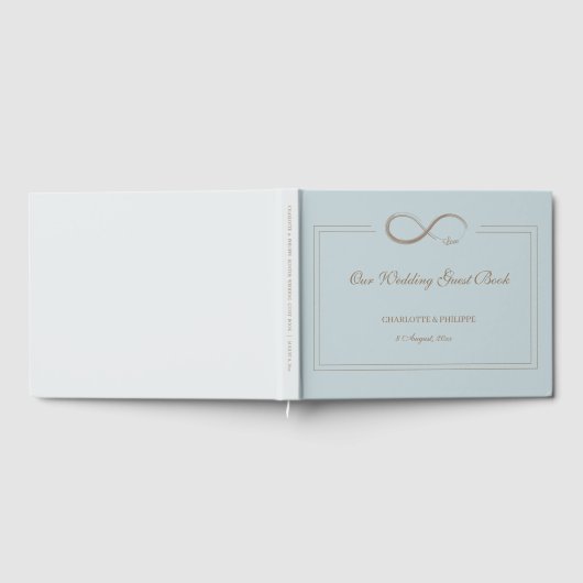 Unendlich Symbol Dusty Blue Gray Gold Wedding Gästebuch (Voll)