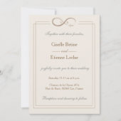 Unendlich Symbol Monogram Champagne White Wedding Einladung (Vorderseite)