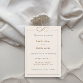Unendlich Symbol Monogram Champagne White Wedding Einladung
