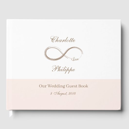 Unendlich Symbol White Blush Minimalist Hochzeit Gästebuch (Vorderseite)