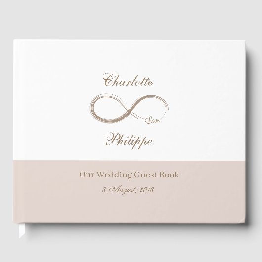 Unendlich Symbol White Rose Minimalistische Hochze Gästebuch (Vorderseite)