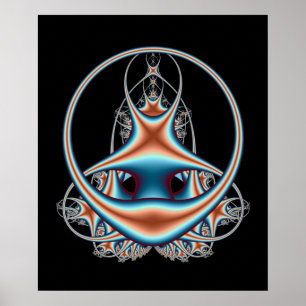 Unendliche Abstrakte Fraktal Art Blue Orange Circl Poster