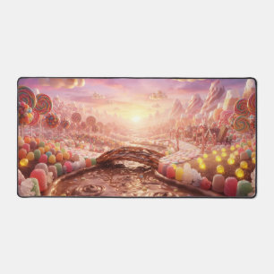 unendliche Bonbonwelt und Schokoladenfluss & Gummi Schreibtischunterlage