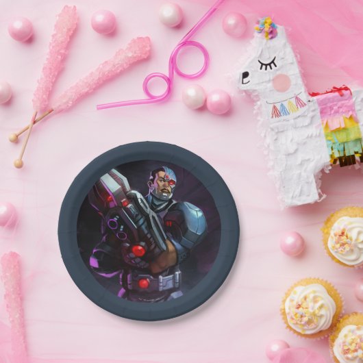 Unendliche Cyborg-Illustration Pappteller (Party)