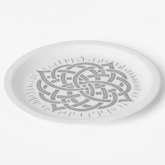 Unendliche Harmonie: Heilige Mandala keltische Sym Pappteller (Schrägansicht)