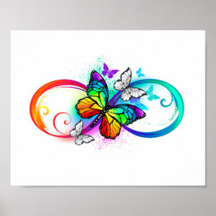 Unendliche Helligkeit mit Regenbogen-Schmetterling Poster