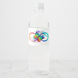 Unendliche Helligkeit mit Regenbogen Schmetterling Wasserflaschenetikett