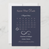 Unendliche Hochzeit des Navy Blush Calendar Save t Einladung (Vorderseite)
