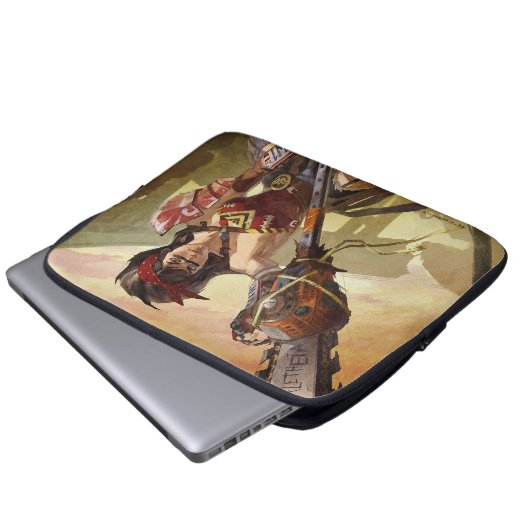 Unendliche Illustration der Atomwunder-Frau in der Laptopschutzhülle (Vorne Knopf)