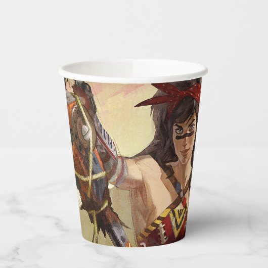 Unendliche Illustration der Atomwunder-Frau in der Pappbecher (Links)