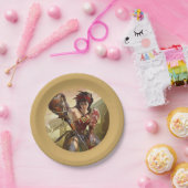 Unendliche Illustration der Atomwunder-Frau in der Pappteller (Party)