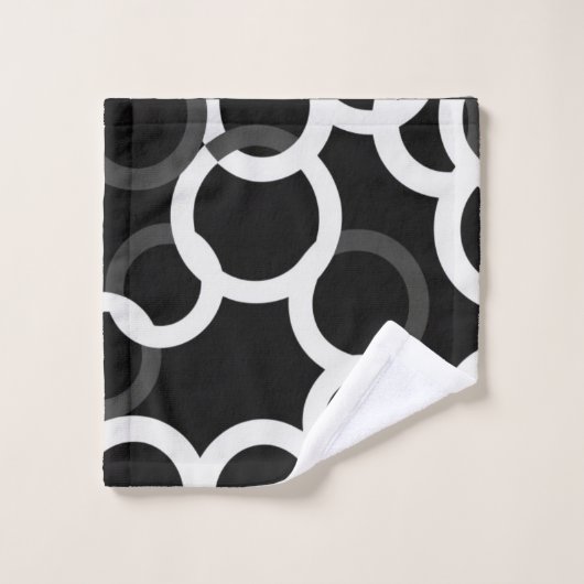 Unendliche Kreise Schwarz/Weiß - Badetuch-Set Badhandtuch Set (Waschlappen)
