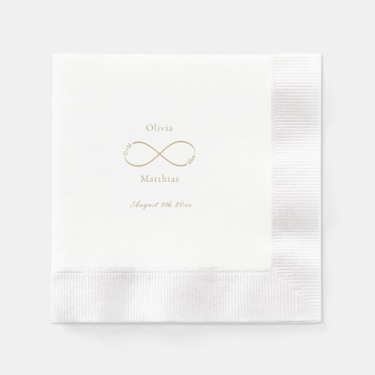 Unendliche Liebe Monogram Elegant White Wedding Serviette (Vorderseite)