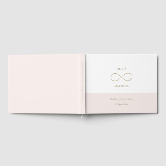 Unendliche Liebe Monogram White Blush Elegante Hoc Gästebuch (Voll)