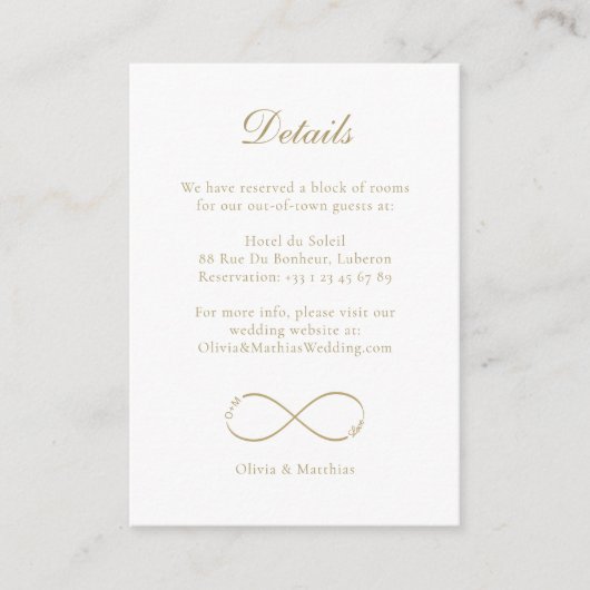 Unendliche Liebe Monogram White Wedding Hotel Deta Begleitkarte (Vorderseite)
