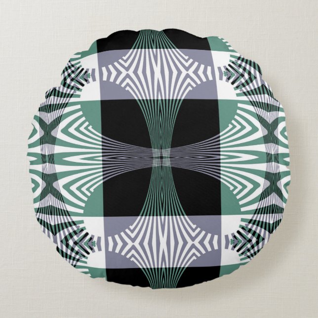 Unendliche Mirage von Vier-Petal Opal Mandala Rundes Kissen (Vorderseite)