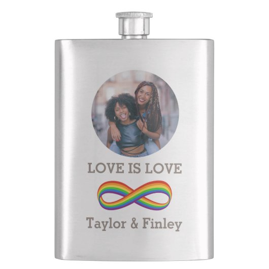 Unendliche Rainbow-Liebe Symbol Benutzerdefinierte Flachmann (Vorderseite)