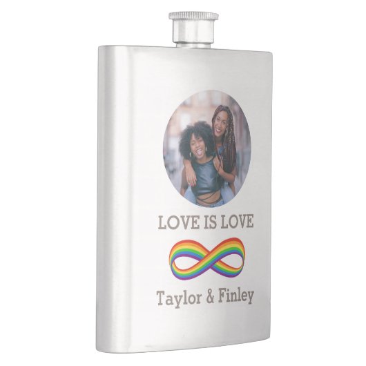 Unendliche Rainbow-Liebe Symbol Benutzerdefinierte Flachmann (Rechts)