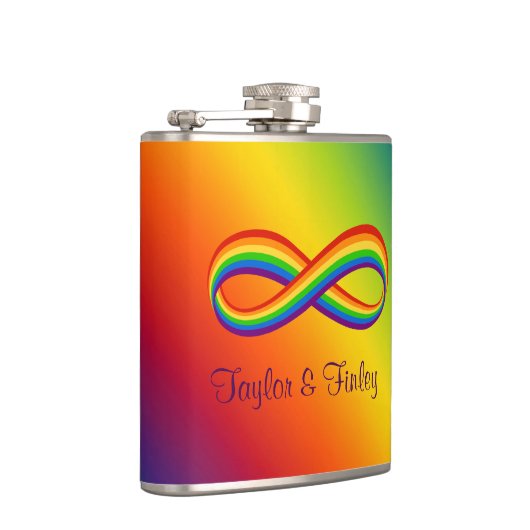 Unendliche Rainbow-Liebe Symbol Benutzerdefinierte Flachmann (Rechts)