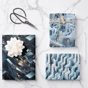 Unendliche Reflektionen: 3D Mirror World Design Geschenkpapier Set