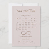 Unendliche, rosa Kalenders Save the Date Hochzeit Einladung (Vorderseite)