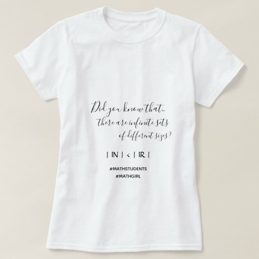 Unendliche Sets Matter Math Girl T - Shirt (Design vorne)