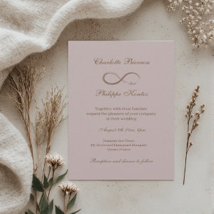 Unendliche Sign Dusty Pink Gray Gold Elegante Hoch Einladung