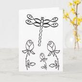 Unendlicher Dragonfly mit Rose "Happy Birthday" Karte (Gelbe Blume)