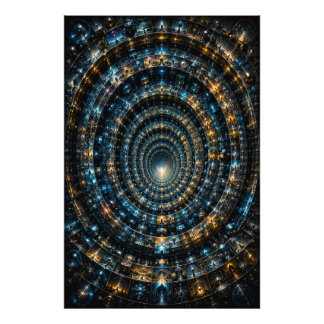 Unendlicher Kosmischer Mikro-Mosaik-Tunnel 3D-Post Fotodruck