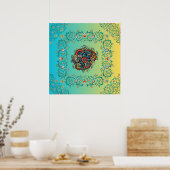 Unendlicher Splendor, Mehndi Green Floral Art Poster (Küche)