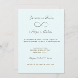 Unendliches Symbol Aqua Gray Gold elegante Hochzei Einladung