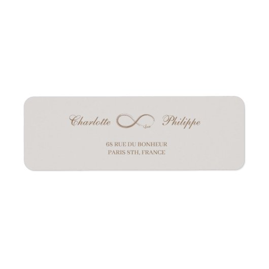 Unendliches Symbol Gold Gray Wedding Address Label (Vorne)