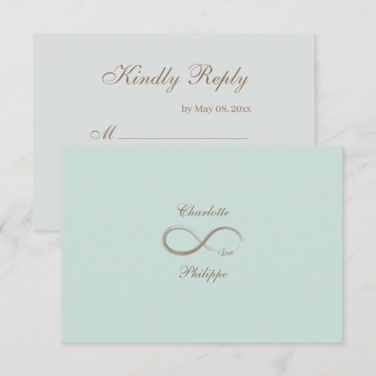Unendliches Symbol Gold Minze Gray Wedding RSVP Einladung (Vorne/Hinten)