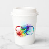 Unendliches Symbol mit Rainbow Feather Paper Cups Pappbecher (Rückseite)