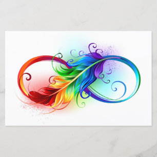 Unendliches Symbol mit Regenbogenfederhalter